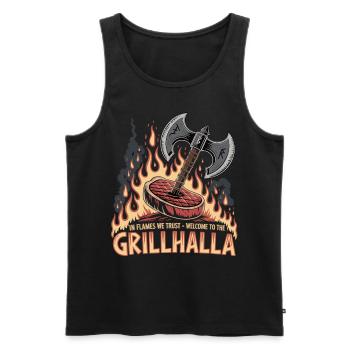 Viking Grill Shirt - Men's Premium Organic Tank Top - black - Front - AI Model Male 178 light (178cm)