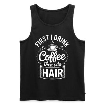 Café Coiffeur Dire Coiffeur Café - Débardeur bio Premium Homme - noir - Devant - AI Model Male 178 light (178cm)