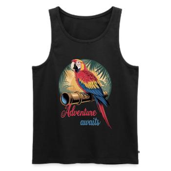 Papagei Abenteuer Erwartet Fernrohr Dschungel - Männer Premium Bio Tank Top - Schwarz - Vorne - Michal (187cm)