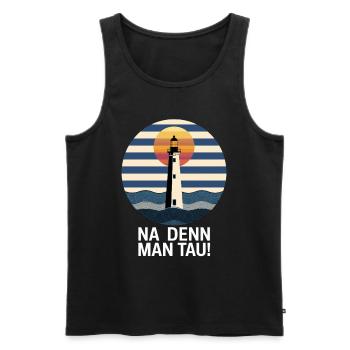 Na denn Man Tau Lighthouse Sunset Maritime - Men's Premium Organic Tank Top - black - Front - Michal (187cm)