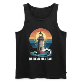 Lighthouse Adventure Na denn Man Tau - Men's Premium Organic Tank Top - black - Front - Michal (187cm)