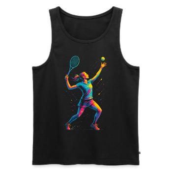 Tennis Joueuse de tennis Femme - Débardeur bio Premium Homme - noir - Devant - Michal (187cm)