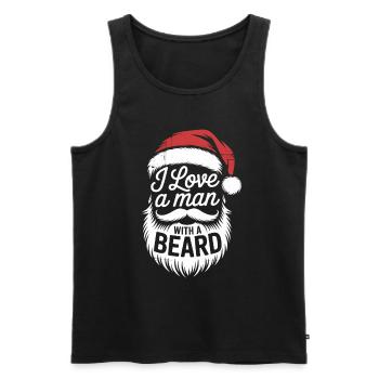 I Love A Man With A Beard Funny Christmas - Men's Premium Organic Tank Top - black - Front - AI Model Male 178 light (178cm)