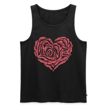 Herz aus Rosen mit Love - Männer Premium Bio Tank Top - Schwarz - Vorne - AI Model Male 178 light (178cm)