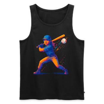 Baseball Joueur de baseball Femme - Débardeur bio Premium Homme - noir - Devant - AI Model Male 178 light (178cm)