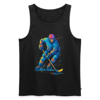 Hockey sur glace Joueur de hockey sur glace Homme - Débardeur bio Premium Homme - noir - Devant - AI Model Male 178 light (178cm)