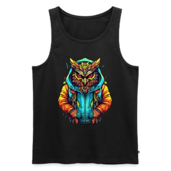 Bunte Eule Mit Kapuze In Urbanem Stil - Männer Premium Bio Tank Top - Schwarz - Vorne - Michal (187cm)