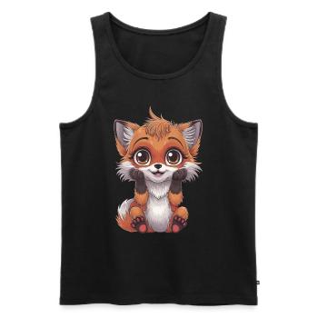 Cute cartoon fox with big eyes and - Men's Premium Organic Tank Top - black - Front - Michal (187cm)