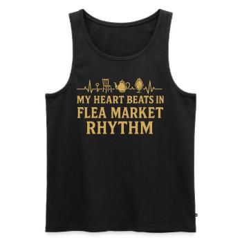 Mein Herz Schlägt Im Flohmarkt Rhythmus - Männer Premium Bio Tank Top - Schwarz - Vorne - Michal (187cm)