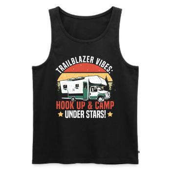 Nur Hier Für Das Camping Des Hook -Ups - Männer Premium Bio Tank Top - Schwarz - Vorne - AI Model Male 178 light (178cm)