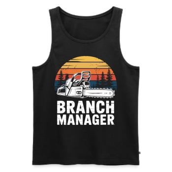 Witziger Holzfäller Spruch - Branch Manager - Männer Premium Bio Tank Top - Schwarz - Vorne - AI Model Male 178 light (178cm)