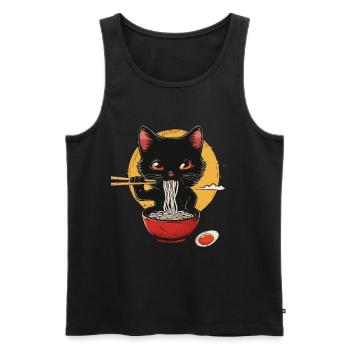 Black Cat With Ramen Bowl Moon - Men's Premium Organic Tank Top - black - Front - Michal (187cm)