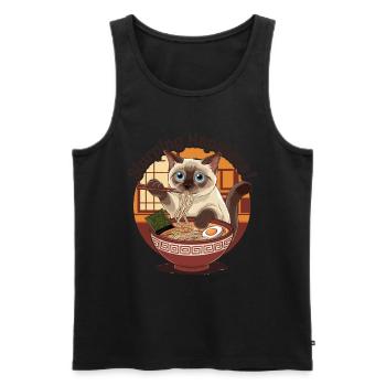 Siamkatze Mit Ramen Schüssel Slurping Hapatnes - Männer Premium Bio Tank Top - Schwarz - Vorne - AI Model Male 178 light (178cm)