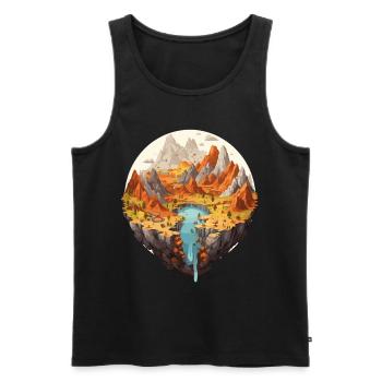 Paysage fascinant avec cascade et montagnes - Débardeur bio Premium Homme - noir - Devant - Michal (187cm)
