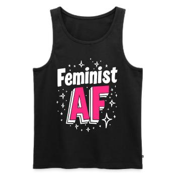Féministe AF Déclaration Dicton - Débardeur bio Premium Homme - noir - Devant - AI Model Male 178 light (178cm)