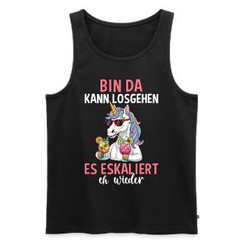 Bin Da Kann Losgehen Es Eskaliert Eh Wieder - Männer Premium Bio Tank Top - Schwarz - Vorne - AI Model Male 178 light (178cm)