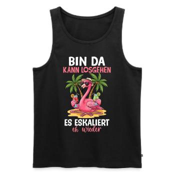 I'm there it can start, it escalates again anyway - Men's Premium Organic Tank Top - black - Front - Michal (187cm)