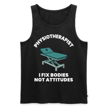 Physiotherapist I Fix Bodies Physical - Men's Premium Organic Tank Top - black - Front - AI Model Male 178 light (178cm)