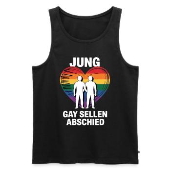 Bachelor Party Gay Heart Rainbow - Men's Premium Organic Tank Top - black - Front - AI Model Male 178 light (178cm)