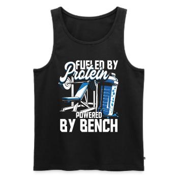 Bodybuilder Fueld By Protein Powered By Bench - Men's Premium Organic Tank Top - black - Front - AI Model Male 178 light (178cm)
