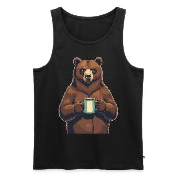 Grim Bear Coffee Mug Bears Coffee Tired - Men's Premium Organic Tank Top - black - Front - Michal (187cm)