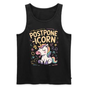 Postpone-Icorn Lustiges Prokrastination Einhorn - Männer Premium Bio Tank Top - Schwarz - Vorne - AI Model Male 178 light (178cm)