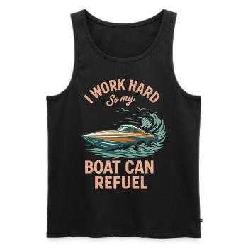I'm working hard so my boat can refuel humor - Men's Premium Organic Tank Top - black - Front - Michal (187cm)
