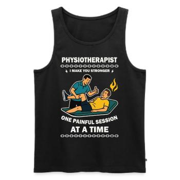 Physiotherapy with humor Making patients stronger - Men's Premium Organic Tank Top - black - Front - AI Model Male 178 light (178cm)