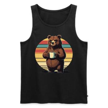 Grim Bear Coffee Mug Bears Coffee Tired - Men's Premium Organic Tank Top - black - Front - Michal (187cm)