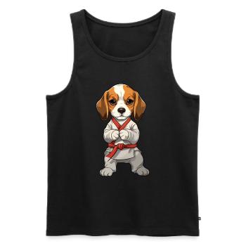 Karate Beagle Puppy Illustration for - Men's Premium Organic Tank Top - black - Front - Michal (187cm)