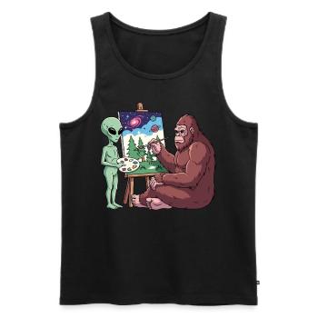 Alien And Bigfoot - Männer Premium Bio Tank Top - Schwarz - Vorne - Michal (187cm)