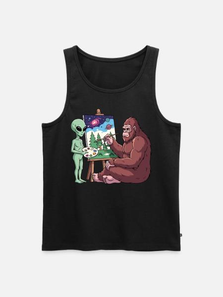 Alien And Bigfoot - Men's Premium Organic Tank Top - black
