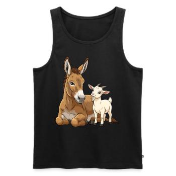Esel und Ziege - Männer Premium Bio Tank Top - Schwarz - Vorne - Michal (187cm)
