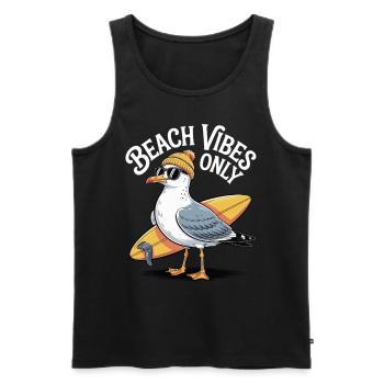 Ambiance de la plage Mouette - Débardeur bio Premium Homme - noir - Devant - AI Model Male 178 light (178cm)