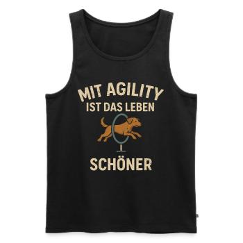 Hundesport Agility Parcours Training Hund - Männer Premium Bio Tank Top - Schwarz - Vorne - AI Model Male 178 light (178cm)