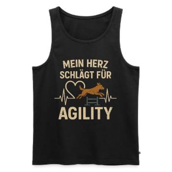 Chien Sport Agility Heart Beat Course Chien - Débardeur bio Premium Homme - noir - Devant - AI Model Male 178 light (178cm)