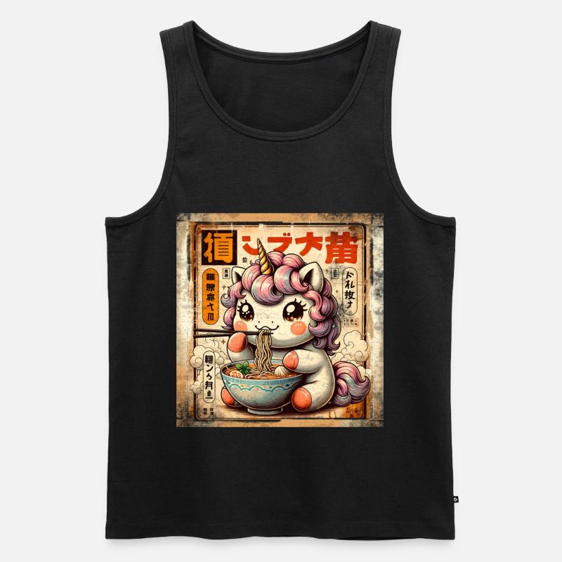 Ramen Einhorn Grunge Poster Style - Männer Premium Bio Tank Top - Schwarz