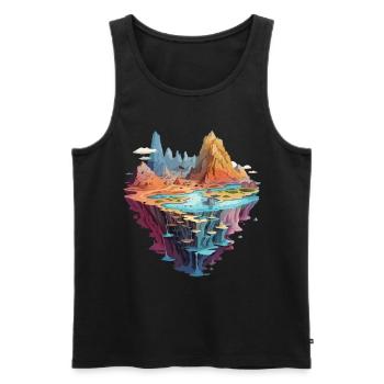 Mystique fantastique monde île aventure paysage - Débardeur bio Premium Homme - noir - Devant - AI Model Male 178 light (178cm)