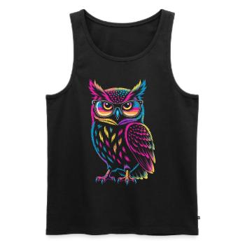 Owl Colorful Pop Art Owl Eagle Owl Rainbow Colors - Men's Premium Organic Tank Top - black - Front - AI Model Male 178 light (178cm)