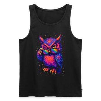 Owl Colorful Pop Art Owl Eagle Owl Rainbow Colors - Men's Premium Organic Tank Top - black - Front - AI Model Male 178 light (178cm)