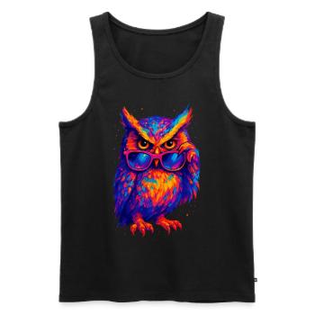 Owl Colorful Pop Art Owl Eagle Owl Rainbow Colors - Men's Premium Organic Tank Top - black - Front - AI Model Male 178 light (178cm)