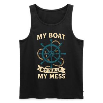 Mon bateau Mes règles Mon Chaos Nautique - Débardeur bio Premium Homme - noir - Devant - AI Model Male 178 light (178cm)