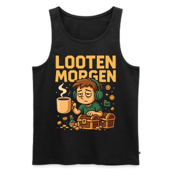 Looting Morning Gamer Shirt - Men's Premium Organic Tank Top - black - Front - AI Model Male 178 light (178cm)