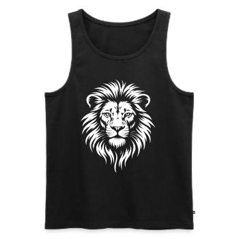 Lion - Tête de Lion - Grand Jeu - Afrique - Costume - Débardeur bio Premium Homme - noir - Devant - AI Model Male 178 light (178cm)