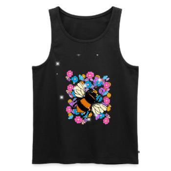 Retro Bee Bees Bumblebee Flower Kids - Men's Premium Organic Tank Top - black - Front - AI Model Male 178 light (178cm)