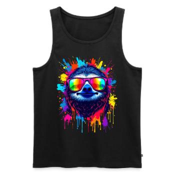 Faultier Bunt Pop Art Regenbogenfarben - Männer Premium Bio Tank Top - Schwarz - Vorne - AI Model Male 178 light (178cm)