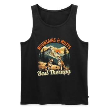 Trail Dog Hiking Dog Mountains & Mutts - Men's Premium Organic Tank Top - black - Front - AI Model Male 178 light (178cm)