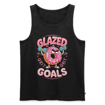 Objectifs à grain glacé Donut motif de fitness - Débardeur bio Premium Homme - noir - Devant - Michal (187cm)