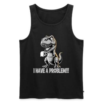 T-Rex avec problème de papier toilette design drôle - Débardeur bio Premium Homme - noir - Devant - Michal (187cm)