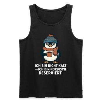 Pinguin Nordisch Reserviert. - Männer Premium Bio Tank Top - Schwarz - Vorne - AI Model Male 178 light (178cm)